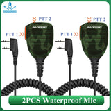 2PCS Baofeng Walkie Talkie Speaker Mic Waterproof PTT Microphone For UV-5RH DM-1701 UV-17 UV-K5 UV-K6 UV18 Pro Radio Accessories