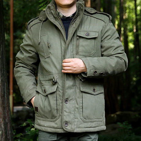 Men's Casual Jacket Fashion Winter Parkas Male Fur Trench Thick Overcoat Heated Jackets Cotton Warm Coats Long-sleeved Hooded