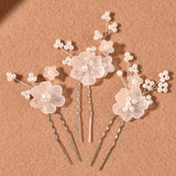 3pcs White Flower U Shaped Hairpin Pearl Elegant Hair Clips Hair Jewelry Accessories For Women Wedding Head Ornaments Hairpins