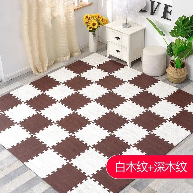 Wooden Interlocking Exercise Tiles Crawling Carpet And Rug for Kids Game Activity Soft Floor Baby EVA Foam Play Gym Puzzle Mats