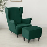 Velvet Stretch Wingback Chair Covers Wing Armchair Cover with Seat Cushion Covers Elastic Sofa Slipcovers Pokrowce Na Fotele