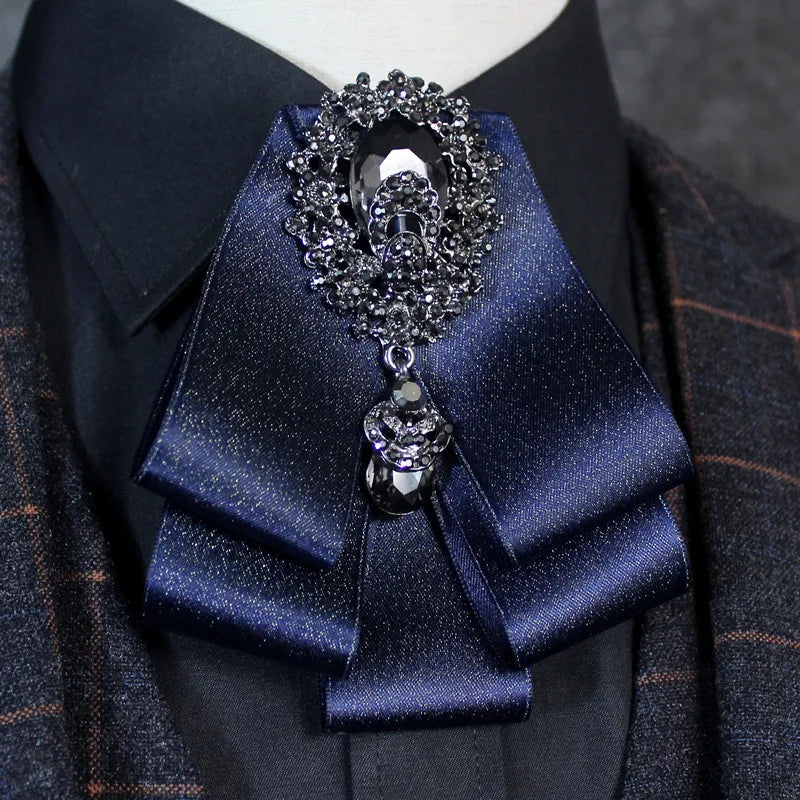 Men's Bow Tie Rhinestone Ribbon British Business Banquet Suit Shirts Accessories Men Wedding Bow-tie Handmade Jewelry Gifts