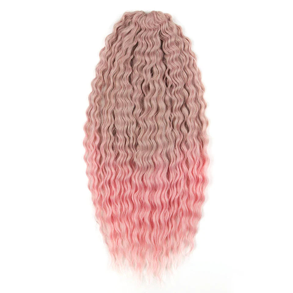 Ariel Curl Hair Water Wave Twist Crochet Hair Synthetic Braid Hair Ombre Blonde Pink 22 Inch Deep Wave Braiding Hair Extension