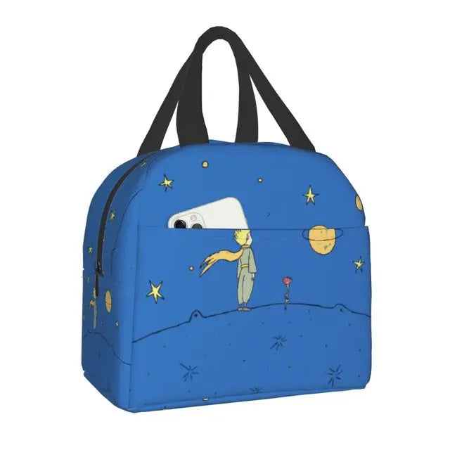 Custom The Little Prince Birds And Stars Lunch Bag Men Women Thermal Cooler Insulated Lunch Box for Adult Office