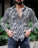 2024 Fashion Leopard Print Men's Casual Button Lapel Long Sleeve Shirt Men's Spring Summer Autumn Top Men's Shirt S-6XL