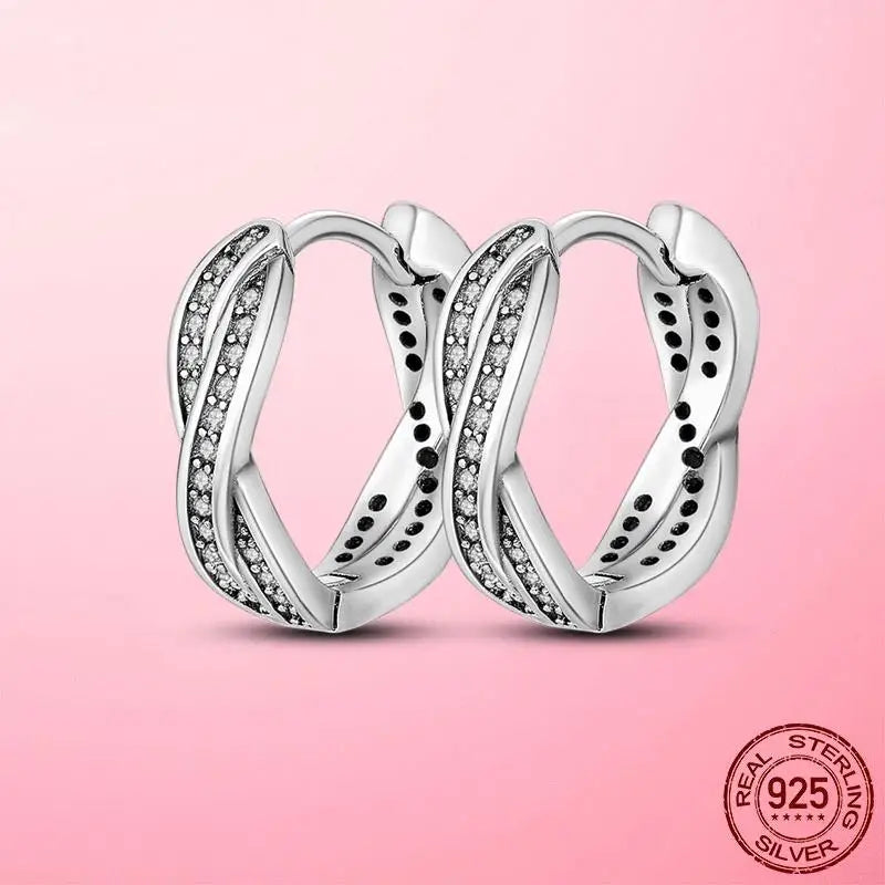 Earrings 925 Silver Asymmetrical Heart Hoop Earrings for Women Fashion Trendy Sterling Silver 925 Earring Original Jewelry Gift