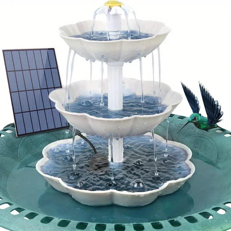 Solar Bird Bath Water Fountain Detachable DIY Water Landscaping Fountain For Bird Bathing Garden Decoration, Outdoor Bird Feeder