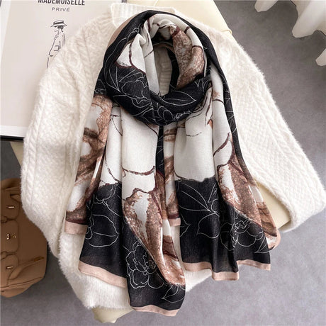 2022 New Design Brand Women Scarf Fashion Print Cotton Spring Winter Warm Scarves Hijabs Lady Pashmina Foulard Bandana Plaid