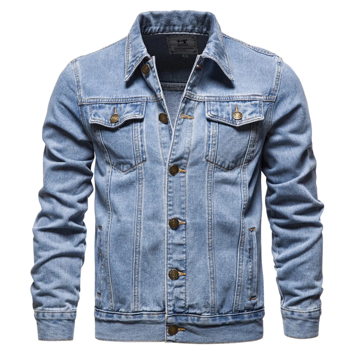 Men'S Workwear Long-Sleeved Lapel Denim Jacket Fashionable Loose Multi-Pocket Jacket Outwear Casual Soft Coat Chaquetas Hombre