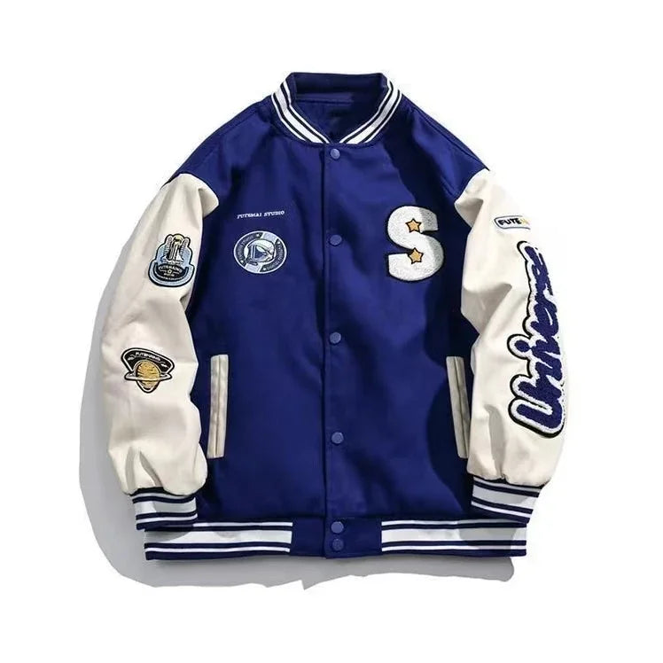 Spring and autumn retro quilted embroidered baseball uniform jacket men and women loose tide brand street jacket couple shirt