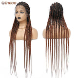 Incoo 36'' Synthetic Twist Braids Lace Front Wig With Baby Full Lace Frontal Cornrow Braided Wigs Afro Black Dutch Braided Wigs