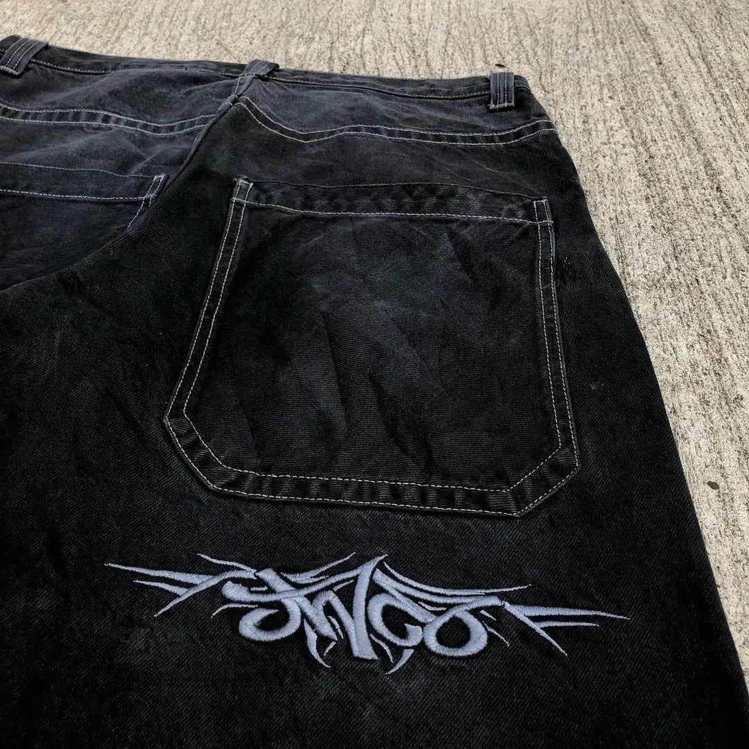 Y2K men clothing Gothic Harajuku retro fashion pattern oversized jeans punk hip hop loose slim jeans street fashion baggy jeans