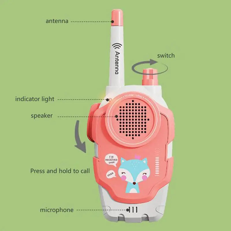 Kids Walkie Talkie Mini Phone Call Children Cartoon Talkie Walkie Long Range 2 Way Radio Interphone Boys Girls Birthday Gifts