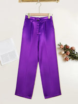 Plus Size 4XL Purple Pants High Elastic Waist  Zipper Fly Women Office Work Party Ankle Length Pencil Capris for Ladies Summer