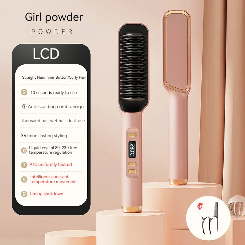 Xiaomi Mijia Electric Hair Brushes LCD Display Hair Straightening Brush Styling Comb Does Not Hurt Hair Anion Curling Iron PTC