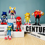 6pcs Set 11cm Cute Sonic PVC Character Toy Hedgehog Shadow Tail Figure Model Dolls Children Animal Toy Birthday Gift