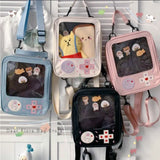 Y2K Cute Clear ItaBag Women's Lolita Backpack Kawaii Girl Shoulder Bag DIY Display Transparent Pocket Japanese Doll Tote Handbag