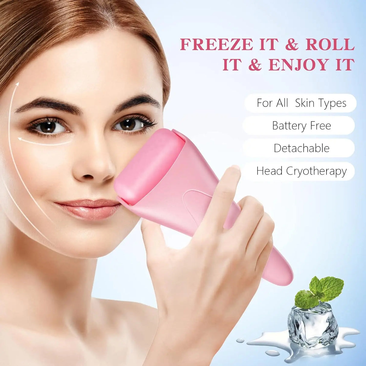 Facial Ice Roller Massager For Cooling Face & Eye Reduce Wrinkles Dark Circles Relief Redness Face Lifting Skin Care Beauty Tool