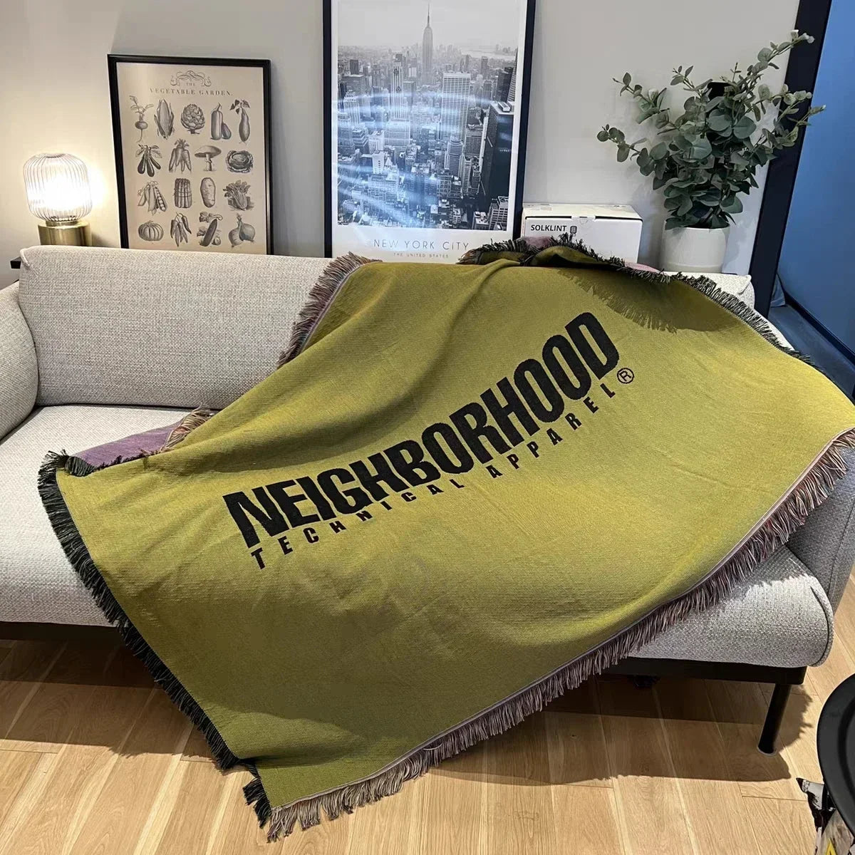 Casual Green Letter Tassels Knitted Portable Outdoor Camping Picnic Mat Vintage Throw Blankets for Bed Nap Blanket Sofa Cover