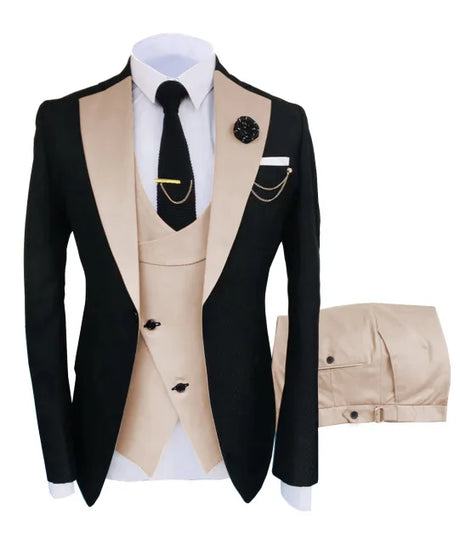 New Costume Slim Fit Men Suits Slim Fit Business Suits Groom Black Tuxedos for Formal Wedding Suits Jacket Pant Vest 3 Pieces