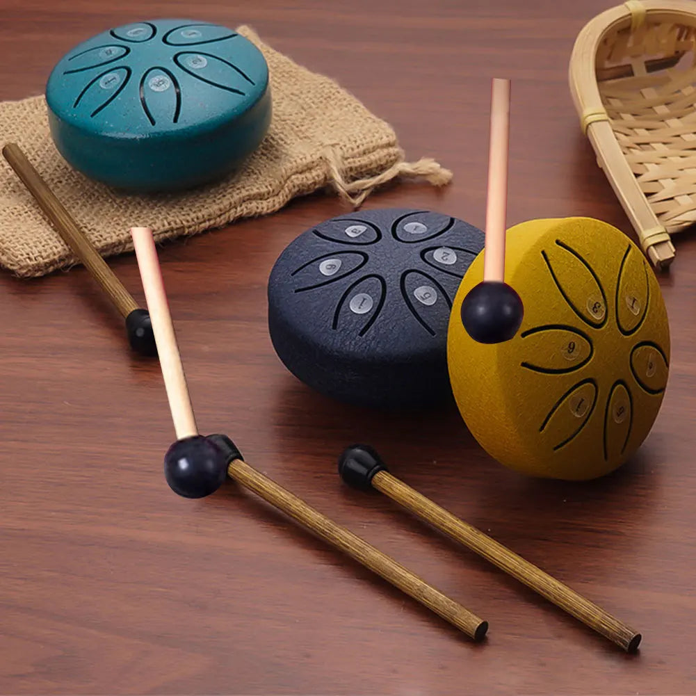 3 In 6 Notes Percussion Steel Drum Kit Steel Tongue Drum with Mallet Handpan Drum Tongue Drum for Concert Mind Healing Yoga