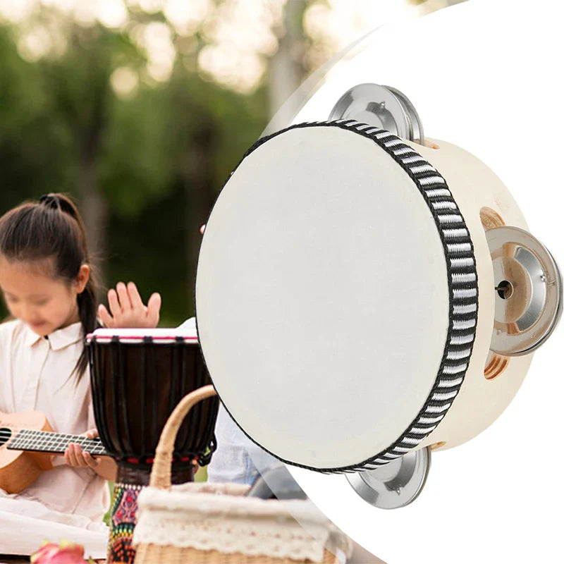 4/6/7/8/10 Inch Tambourine Drum Children Educational Tambourine Round Percussion For Party Dancing Toy Wooden Musical Instrument