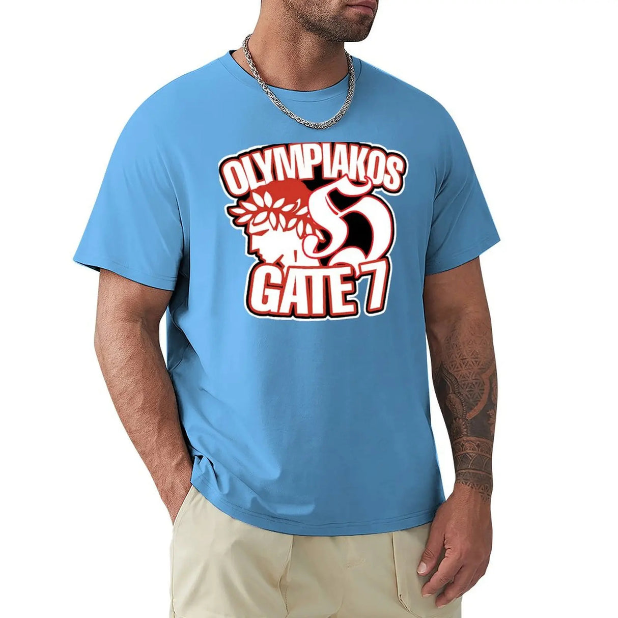 Olympiakos Gate 7 T-shirt sweat Aesthetic clothing plus size tops plain workout shirts for men