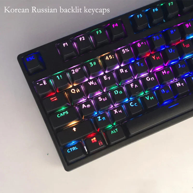 104 Keys Russian Korean Backlit Keycaps For Mechanical Gaming Keyboard Cherry MX Switch OEM Profile ABS Keycap Gamer Custom DIY