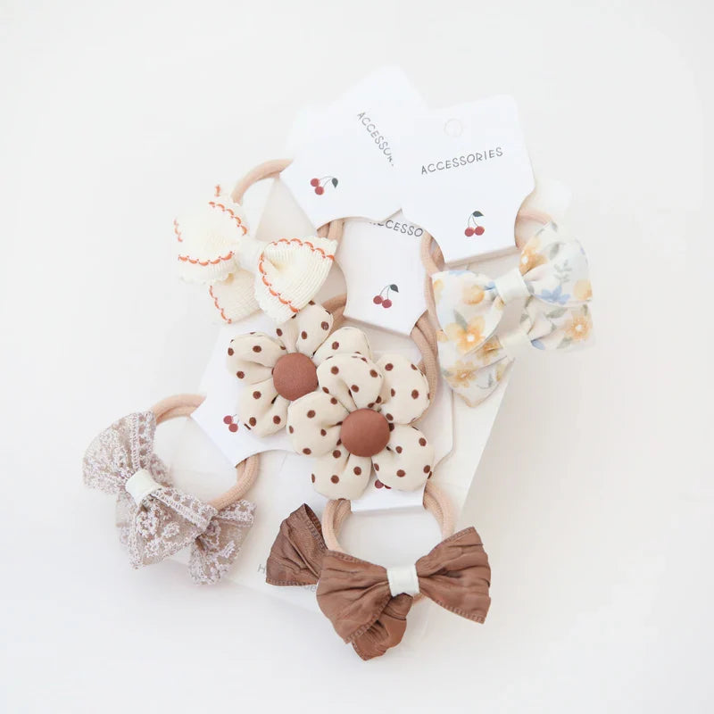 10Pcs/Lot  Children's Cute Headwear Hair Accessories Baby's Basic Bow Tie Band Set Small Scrunchie Kids Elastic Hair Ties