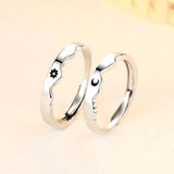 1/2pcs New Couple Ring Set Minimalist Zircon Moon Star Opening Ring Women's Stackable Finger Set Engagement Jewelry Accessories