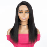 Sleek Straight Human Hair Wigs For Women Left sided 13X6X1 Lace Front Wigs Natural Black 18 Inch Remy Brazilian Hair Wigs