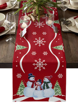 Christmas Snowflake Texture Linen Table Runners Wedding Decoration Washable Holiday Party Dining Table Runner Table Decoration