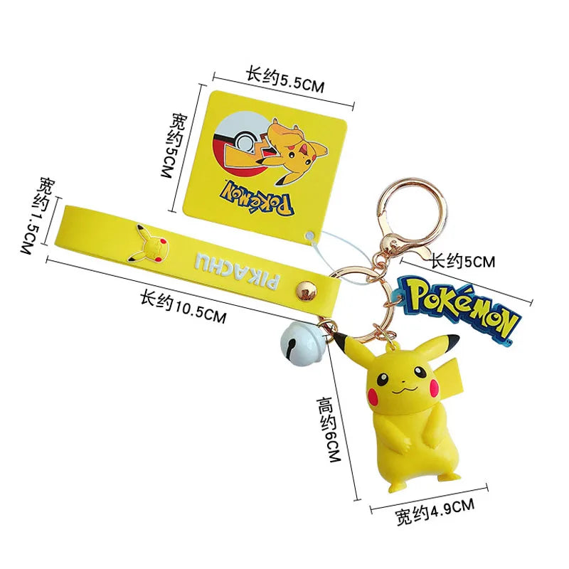 Pokemon Keychain Anime Figures Pikachu Cartoon Key Chain Charmander Psyduck Fashion Bag Keyring Pendant Accessories Toy Kid Gift