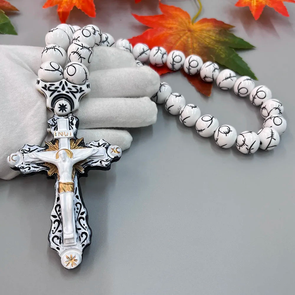 GS111 Cross Holy Image Resin Paintings Fine Beads Decoration Religious Redemption Belief 3D Stereo Car Pendants NecklaceOrnament