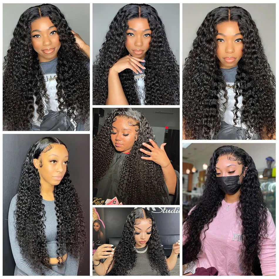 12A Brazilian Deep Wave Human Hair Bundles With 4X4 Transparent Lace Closure With Bundles 3/4 Bundle Virgin Hair Weave Extension