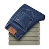 2023 Winter New Men's Warm Baggy Fleece Jeans Long Pants Business Fashion Thicken Trousers Stretch Brand Denim Recreation