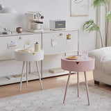 Cream style round bedside table modern bedroom storage cabinet high-end fashionable storage cabinet