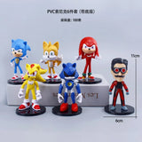 6pcs Set 11cm Cute Sonic PVC Character Toy Hedgehog Shadow Tail Figure Model Dolls Children Animal Toy Birthday Gift