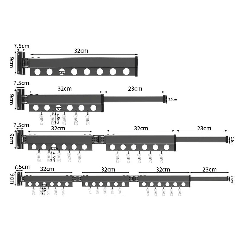 Extendable Clothesline Retractable Clothes Hanger Rack Folding Wall Clothesline Laundry Coat Shelves Retractable Cloth Drying
