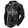 Christian T Shirts Collar Polo Golf Letter Clothing Men's Tops Turndown Jesus Christ Cross 3D Print Long Sleeve Zipper Vintage