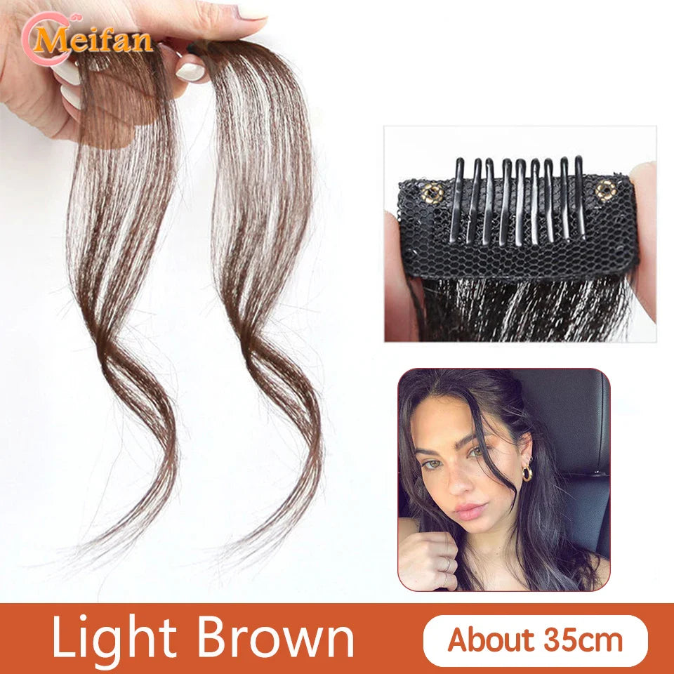 MEIFAN Synthetic False Bangs Clip-In Bangs Extension Natural Neat Fake Fringe Topper Hairpiece Invisible Clourse Hairpieces