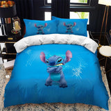 3D Cartoon Bedding Set Disney Lilo & Stitch Queen King Quilt Comforter Duvet Cover Set Children Kids Boys Bedroom Home Textile