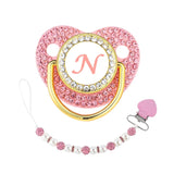 Pink Newborn Pacifier Clip Chain 26 Letters Baby Dummy Soother Holder Silicone Princess Infant Teether Nipple BPA Free