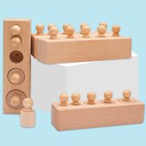 Montessori Knobbed Cylinder Socket Development Sensory Toys Hand-eye Coordination for Kids 3 Years Old and Up Gifts for Children