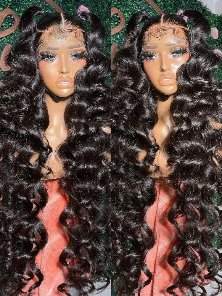 250% Loose Deep Wave 13x6 HD Lace Frontal Wig Human Hair Pre Plucked Brazilian Loose Curly Lace Front Human Hair Wigs 34 Inch