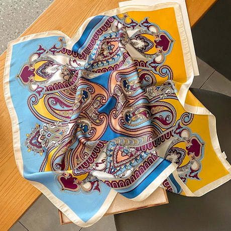 Luxury Brand Women Scarf Summer 70cm Silk Scarves Shawls Lady Sunscreen Beach Shawl Horse Print Square Scarves Muslim Headscarf