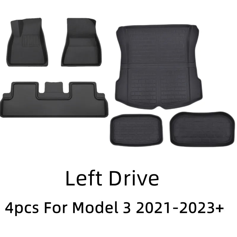 Floor Mats for Tesla Model 3 Y 2023 Left Right Drive All Weather Anti-Slip Waterproof Floor Liner Trunk Mat Interior Accessories