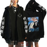 Women Men Anime Zip Hoodies Jujutsu Kaisen Plus Size Zipper Jackets Gojo Satoru Printed Sweatshirt Y2k Harajuku Unisex Hooded