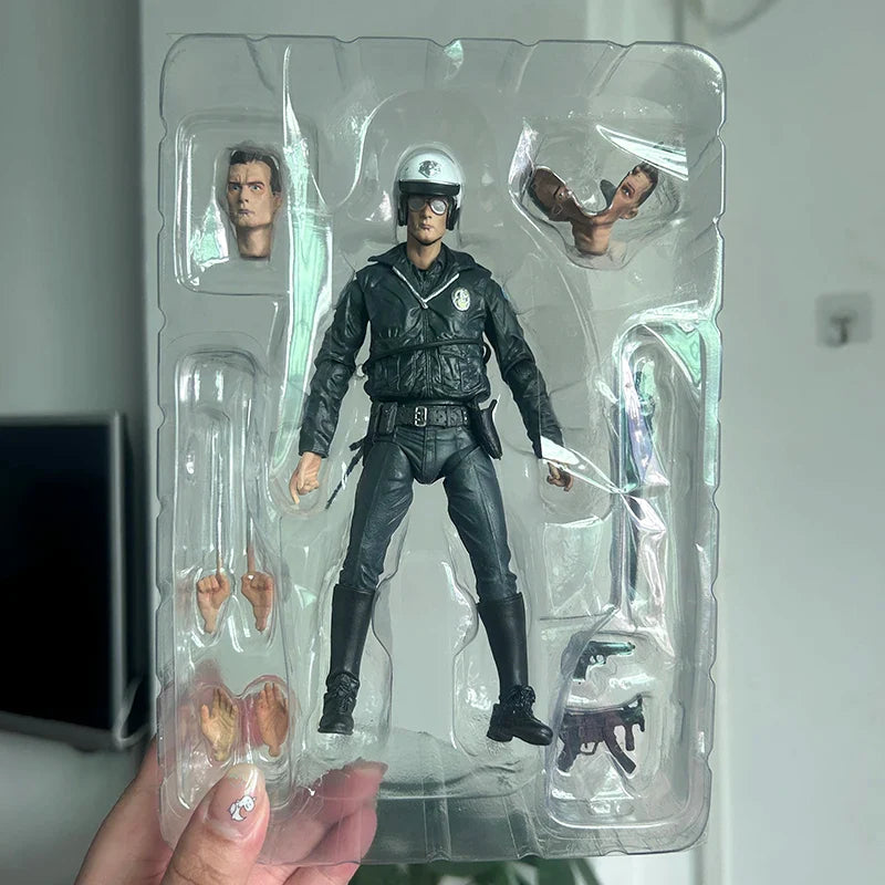 NECA Terminator 2 Judgment Day T-1000 Motorcycle Ultimate Copy T-800 Tech Noir Police Station Assault 18cm PVC Action Figure Toy