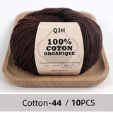 QJH 10PCS 100% Organic Cotton Yarn Pure/Mixed Color Yarn, Knitting Yarn - Crochet Yarn Soft 10 Strands Hank Yarn Machine Washabl